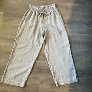 Joie Soft Gray 100% Linen Wide Leg Crop Pant